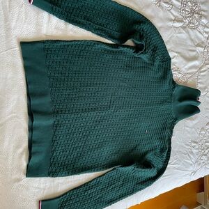 Tommy Hilfiger Forest Green Cable Knit Turtleneck Sweater